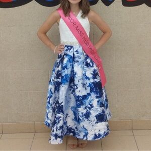 Speechless Girls Floral Blue sz 8 Medium Sleeveless long dress